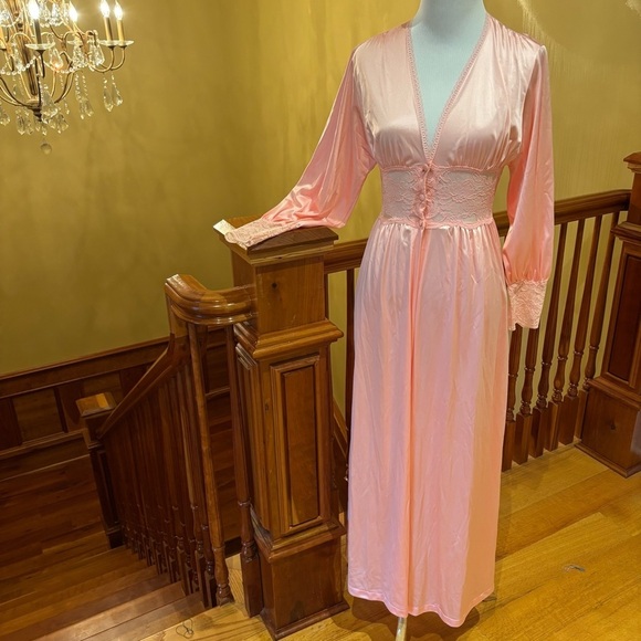 Romantic Vanity Fair Pink Dressing Gown Sz S Coquette 1950’s Pinup Retro - Picture 1 of 12